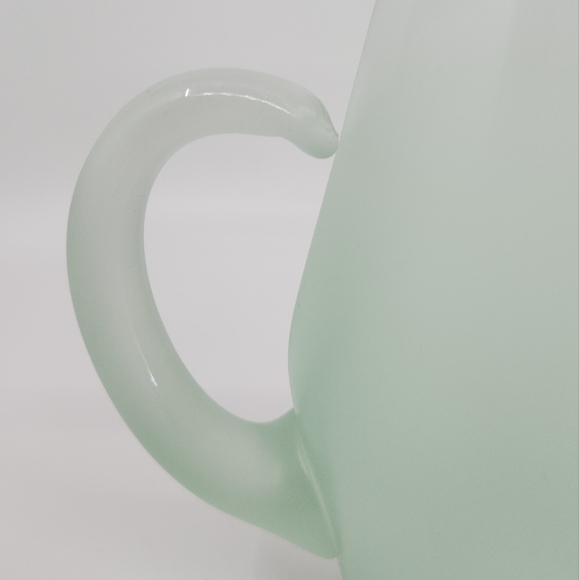 Vtg MCM West Virginia Blendo Glass Ice Lip Pitcher Frosted Green Gold Trim 9.5" - Picture 4 of 13